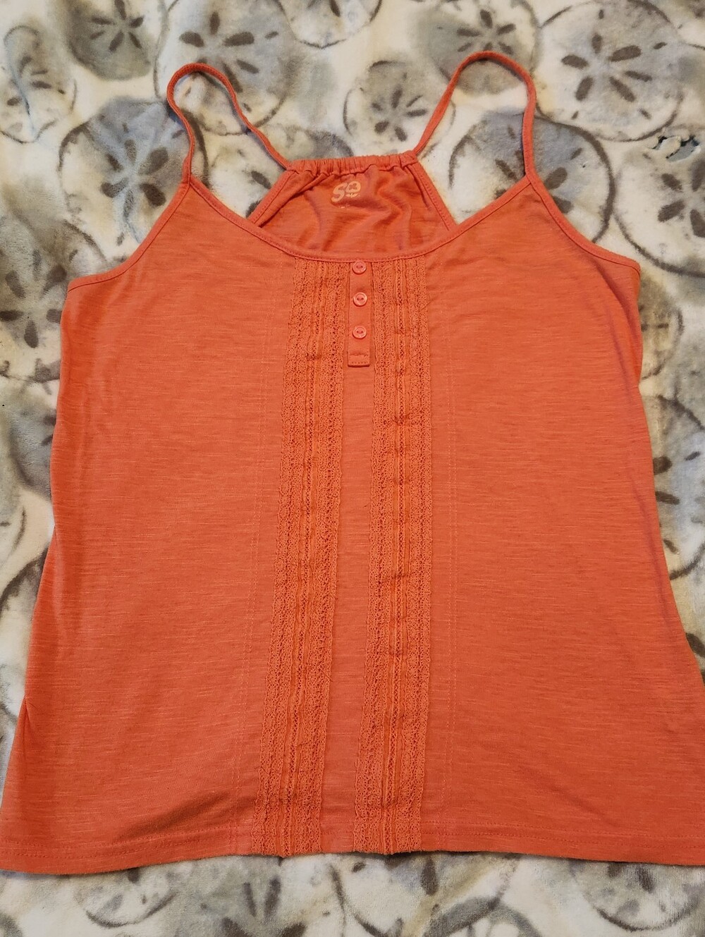 Junior SO Coral Lace-Trim Cami Tank Top